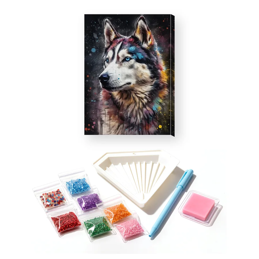 Sibirischer Husky mit Eisblauen Augen Diamond Painting