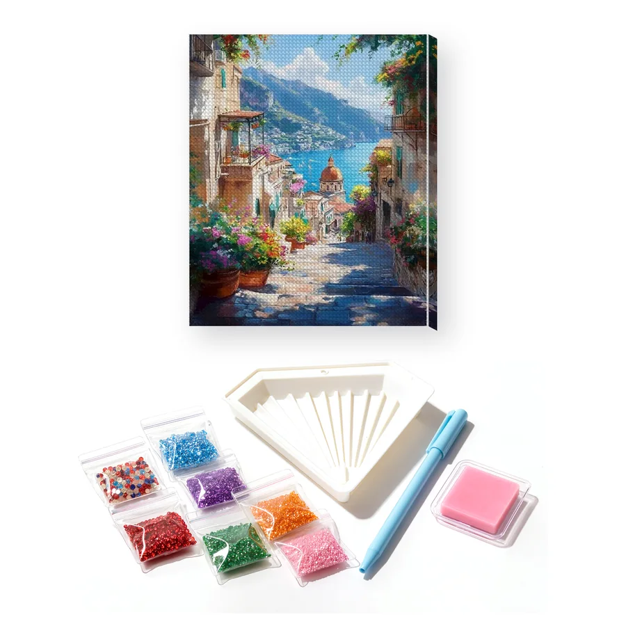 Amalfi, Die Blumentreppe - Diamond Painting