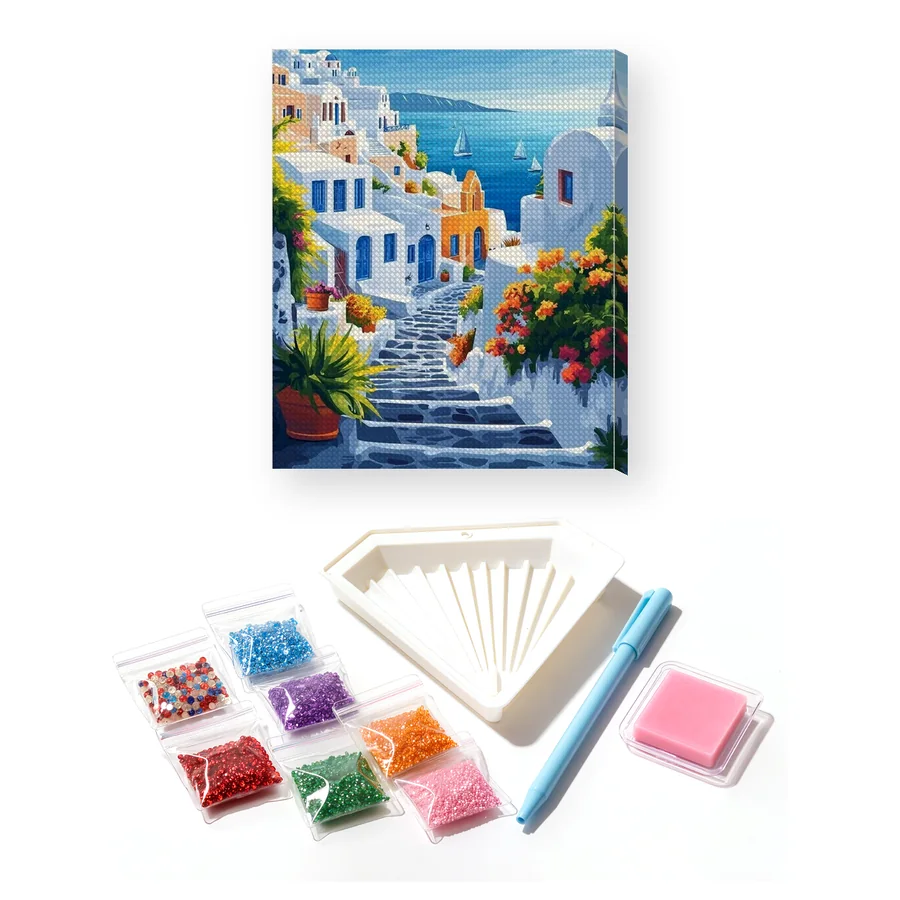 Diamond Painting Santorini, Le Cupole Azzurre