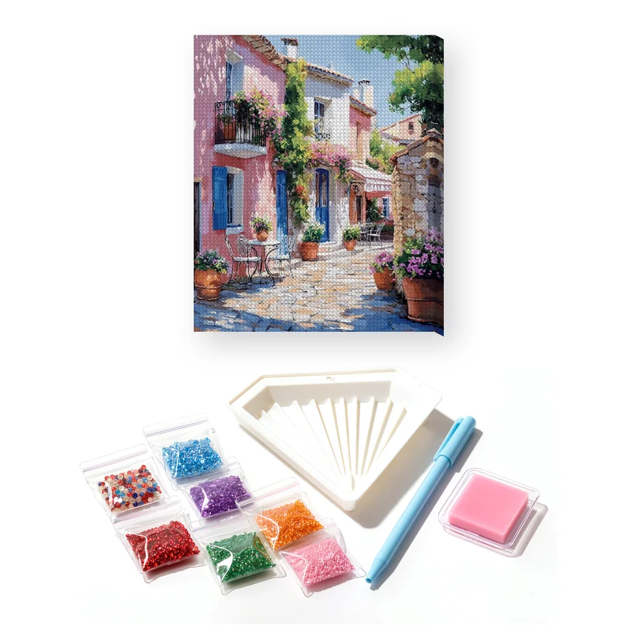 Roze Huis, Provençaalse Charme Diamond Painting