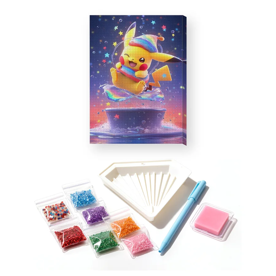 Pokémon Diamond Painting Pikachu Rainbow Shower