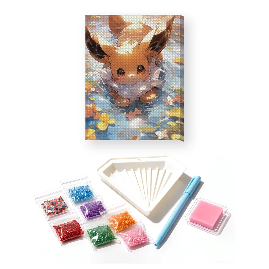 Diamond Painting Pokémon Evoli Herbstbad