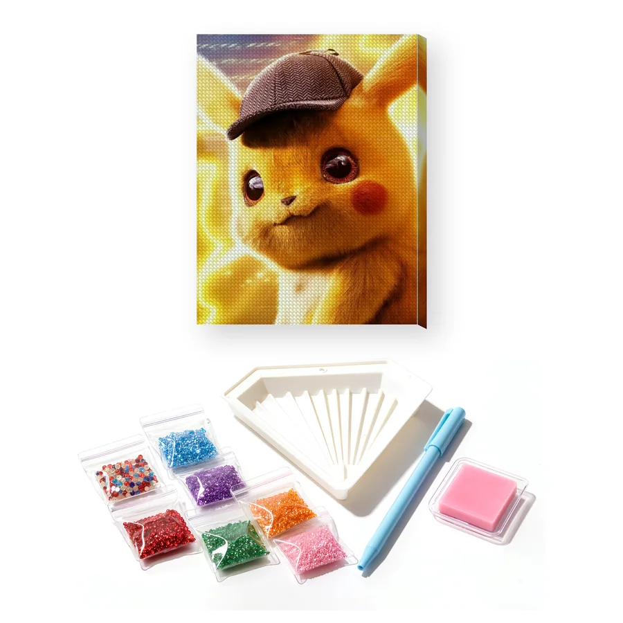 Pokémon Diamond Painting Detective Pikachu Blurry Investigation