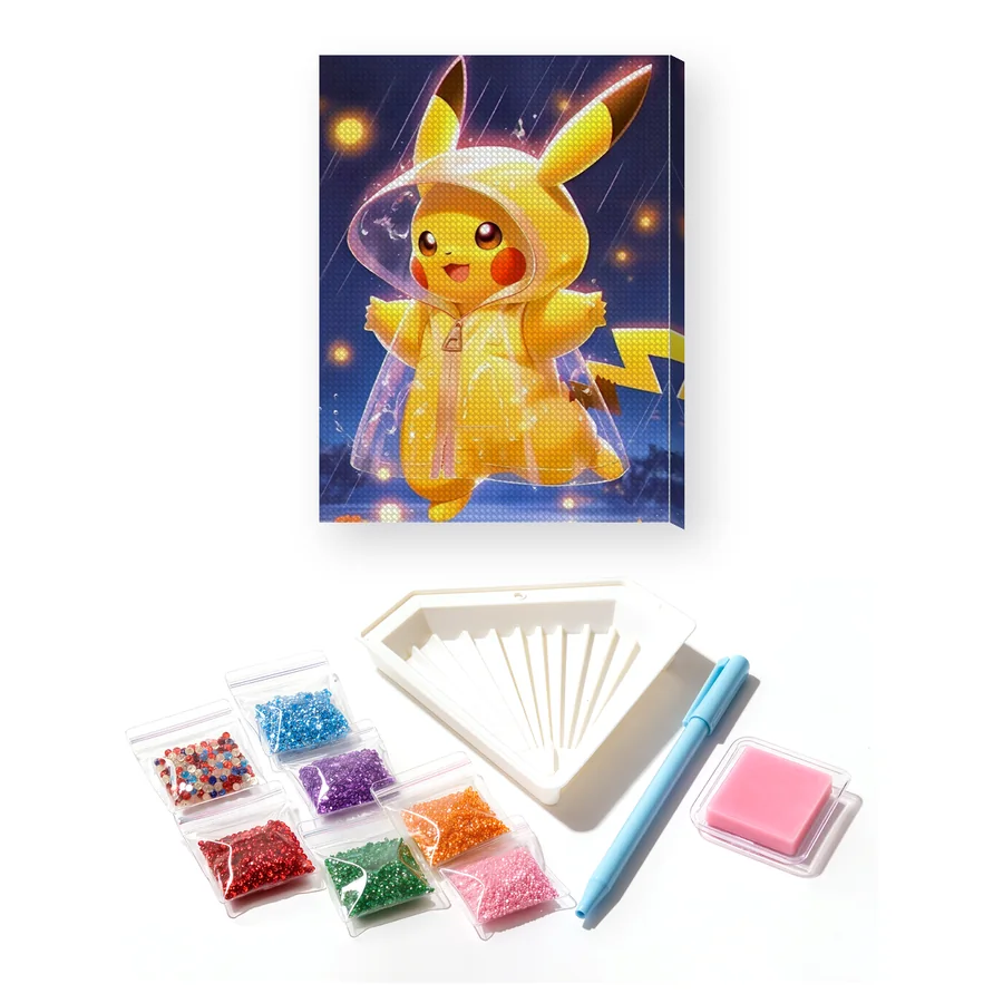 Diamond Painting Pokémon Pikachu Regenlauf