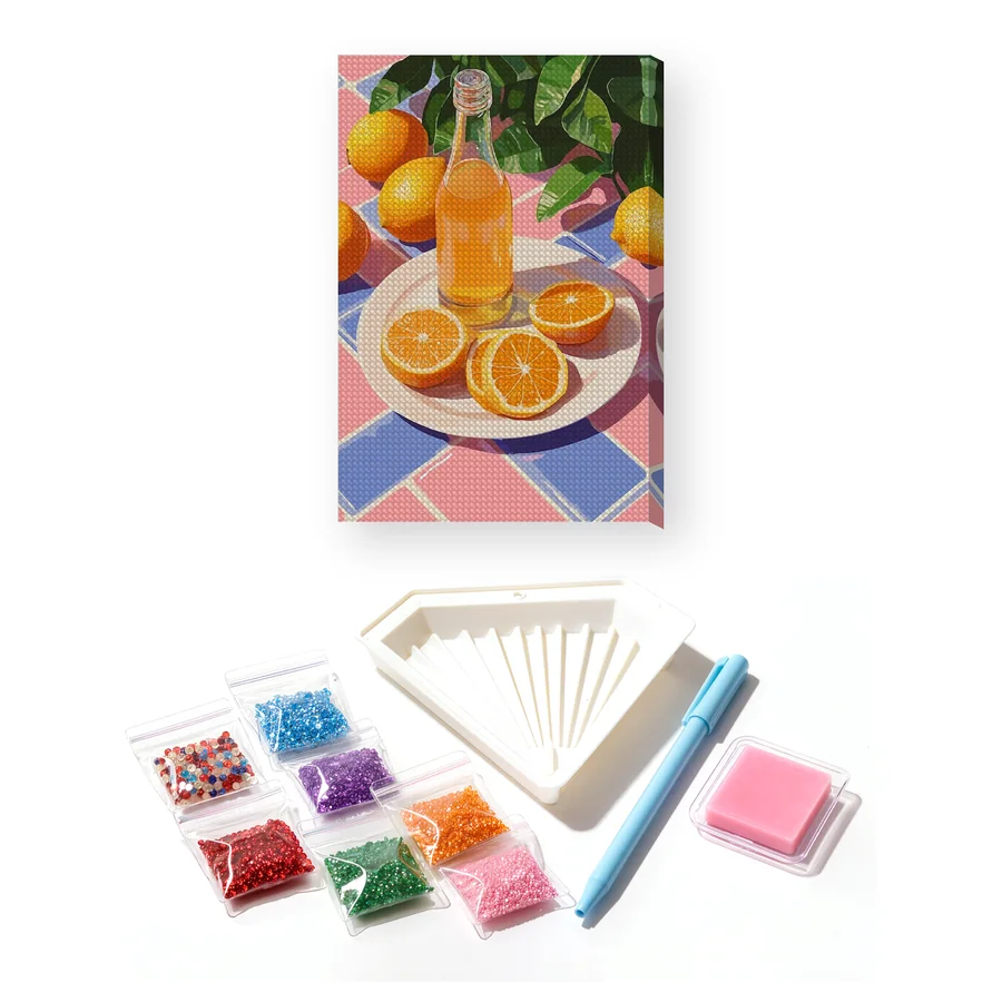 Sapfles en gesneden sinaasappels Diamond Painting