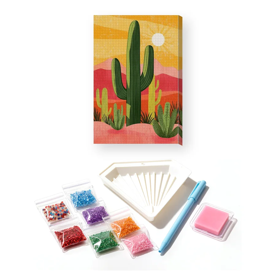 Cactus e sole nel deserto messicano - Diamond Painting