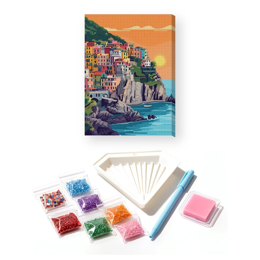 Villaggio colorato di Manarola alle Cinque Terre Diamond Painting
