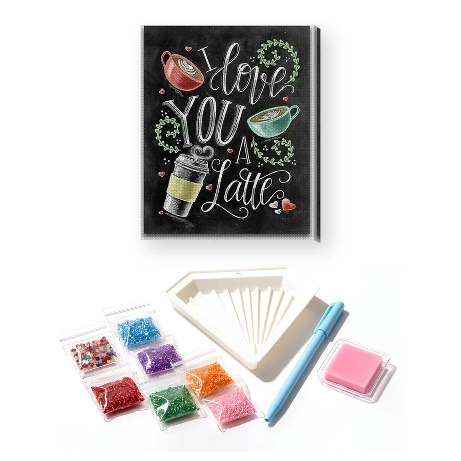 I Love You A Latte – Diamond Painting Koffiekopjes