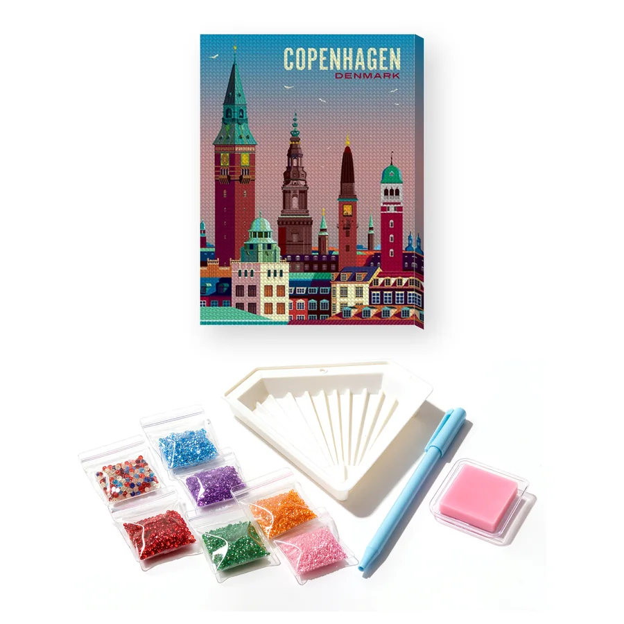 Vintage Panorama of Copenhagen Diamond Painting