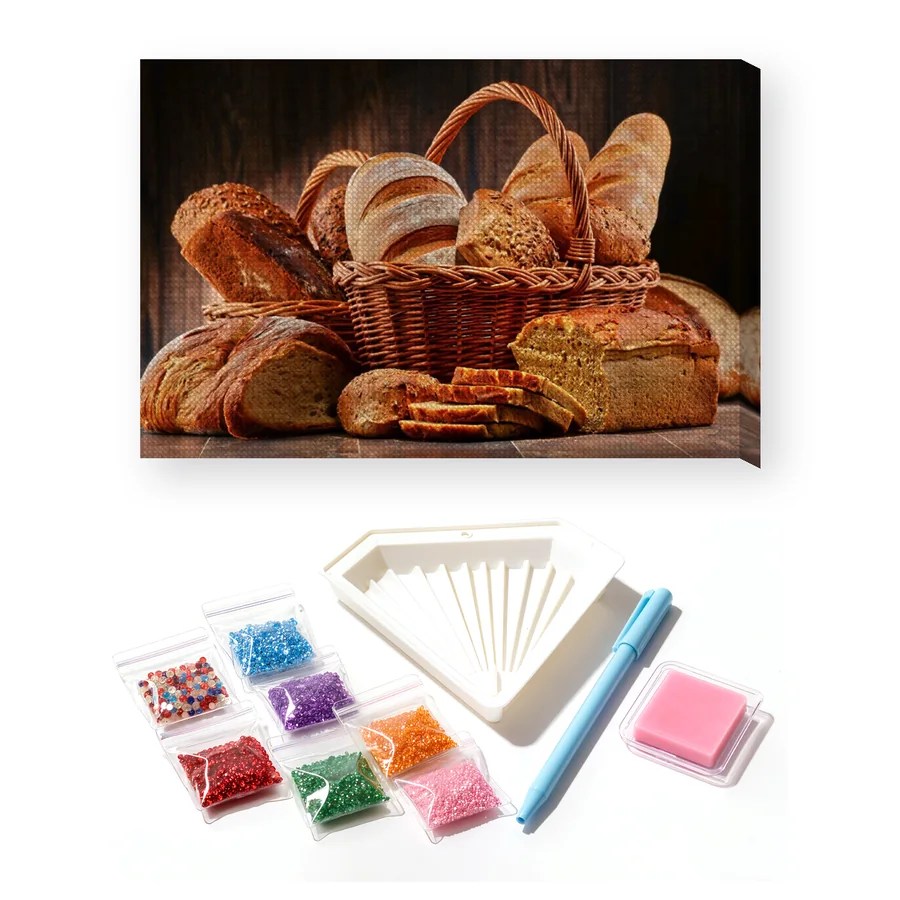 Basket of Rustic Breads Diamond Painting