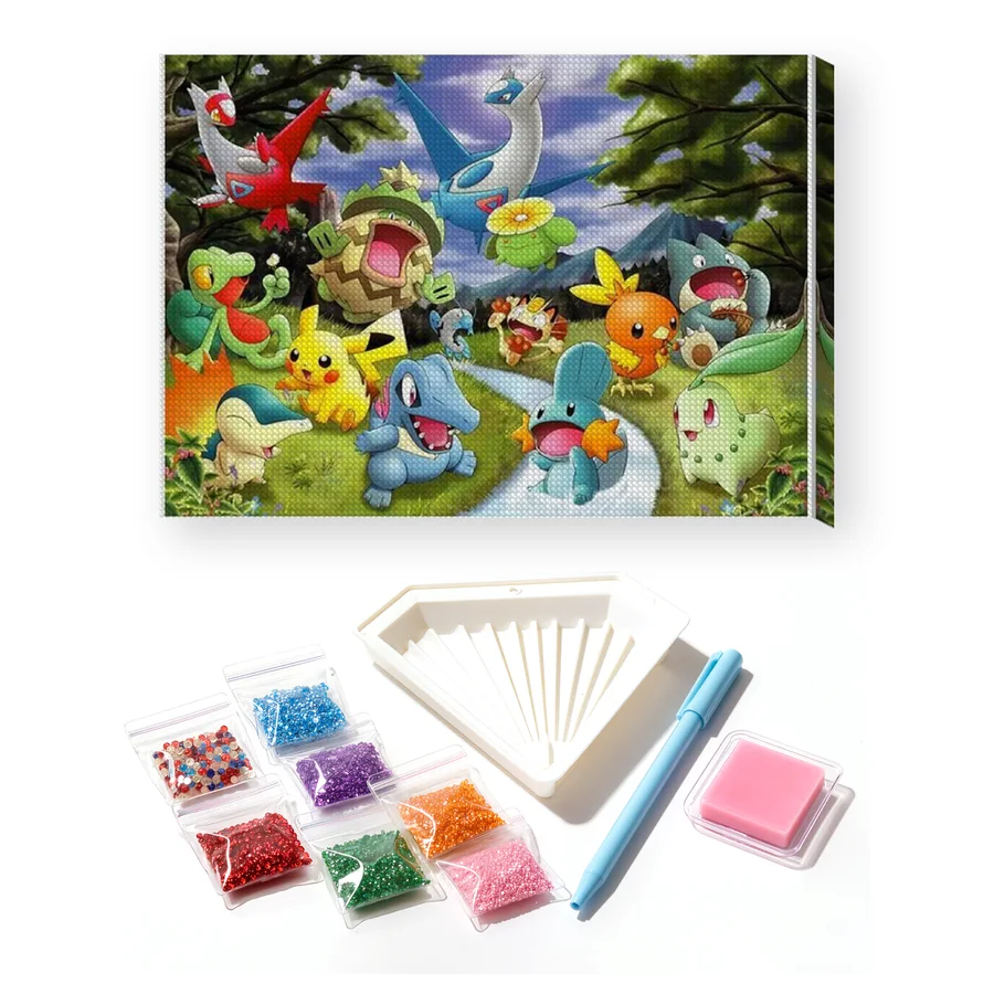 Diamond Painting Pokémon Rassemblement au Bord de la Rivière