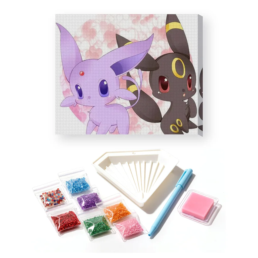 Diamond Painting Pokémon Le Duo Chibi de Cœur