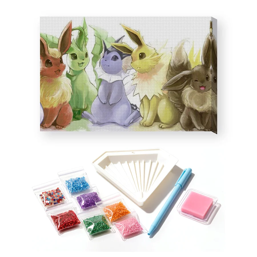 Diamond Painting Pokémon La Fratrie Aquarelle
