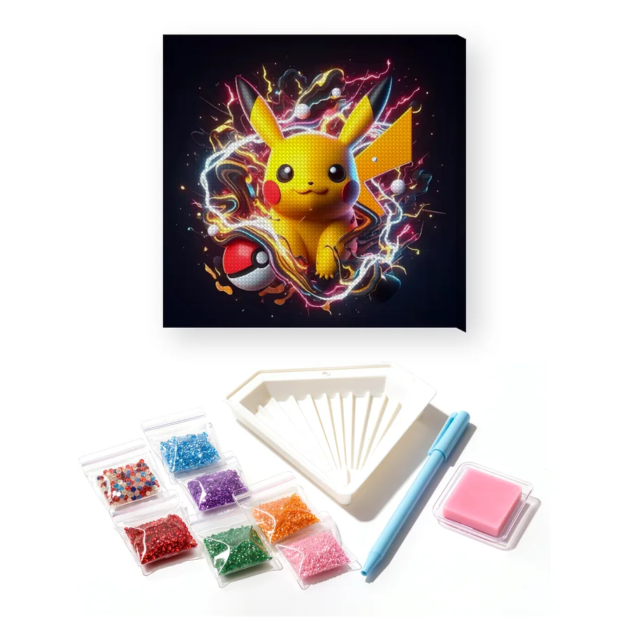 Diamond Painting Pokémon Pikachu Flux d'Énergie