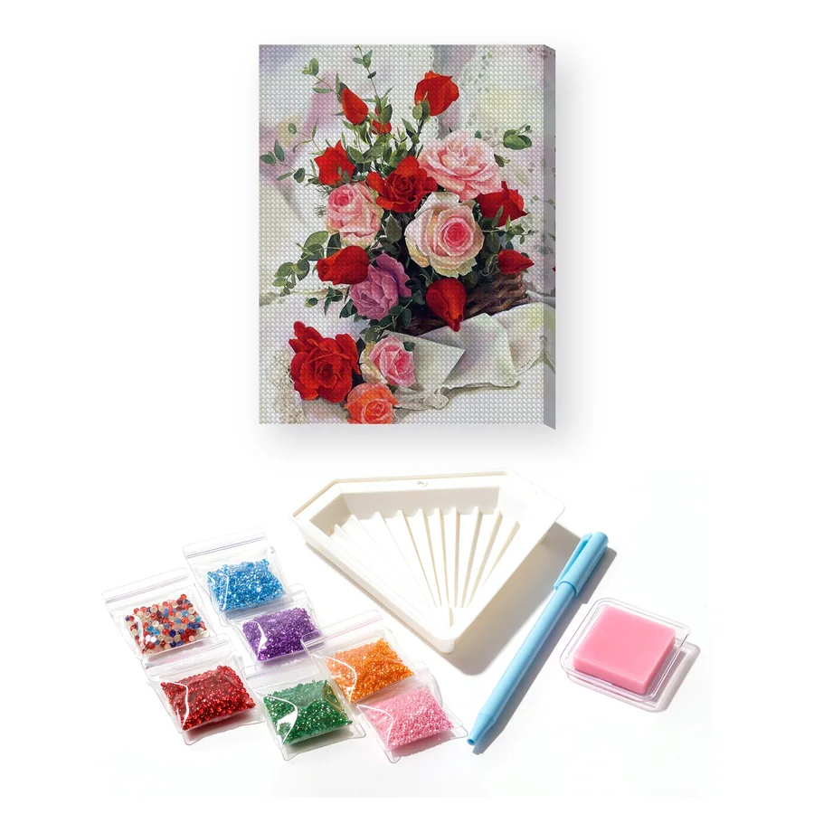 Diamond Painting Bouquet de Roses Rouges et Roses