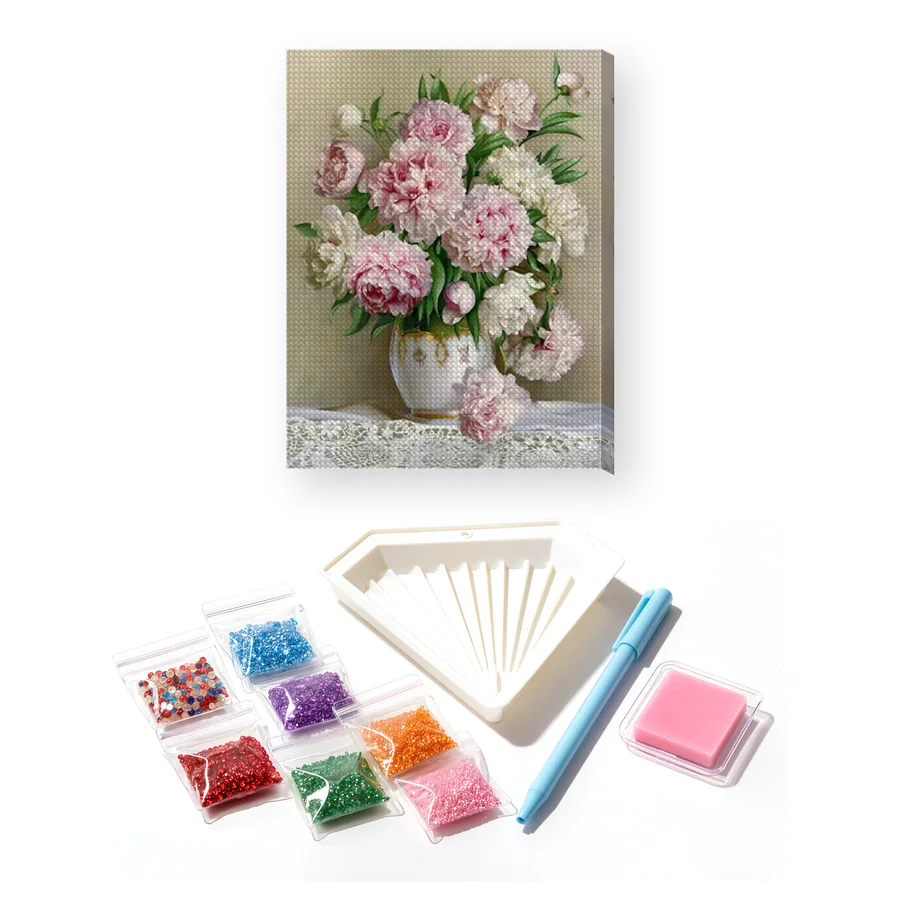 Diamond Painting Bouquet de Pivoines Roses et Blanches