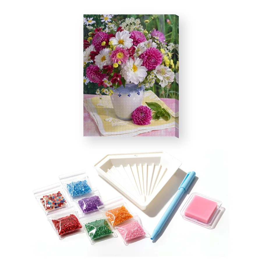 Diamond Painting Bouquet Champêtre de Dahlias et Marguerites