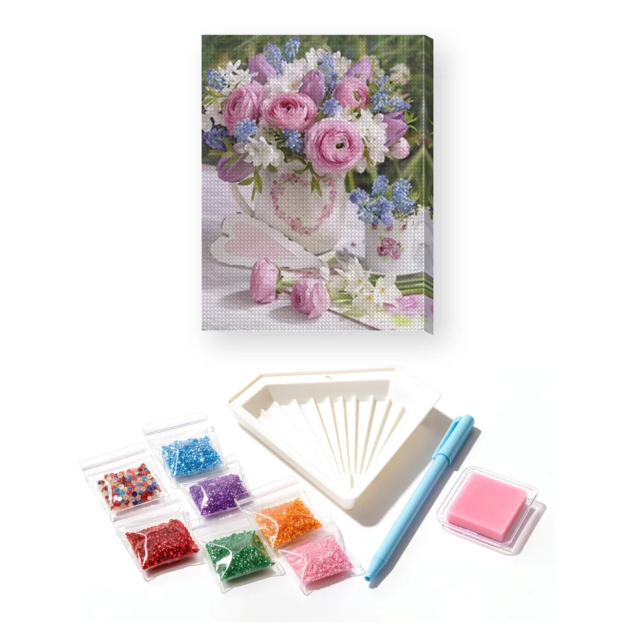 Diamond Painting Bouquet Printanier aux Renoncules et Muscaris