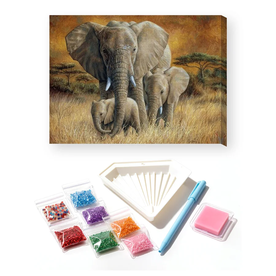 Mama Elephant and her Baby Elephants