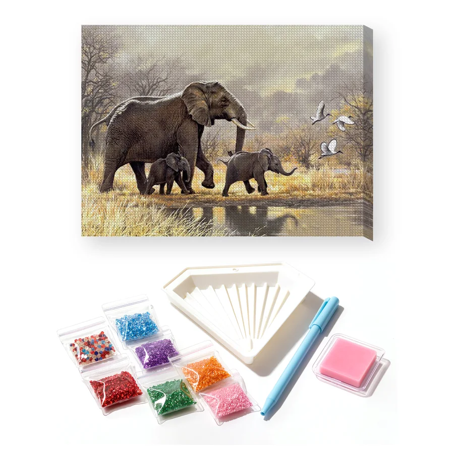 Elephant Family in the Savannah
