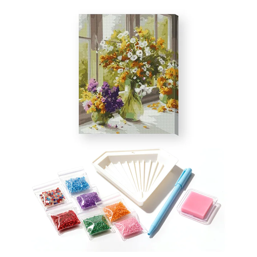 Diamond Painting Bouquet Impressionniste devant une Fenêtre