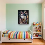 Sibirischer Husky mit Eisblauen Augen Diamond Painting – Kinderzimmer