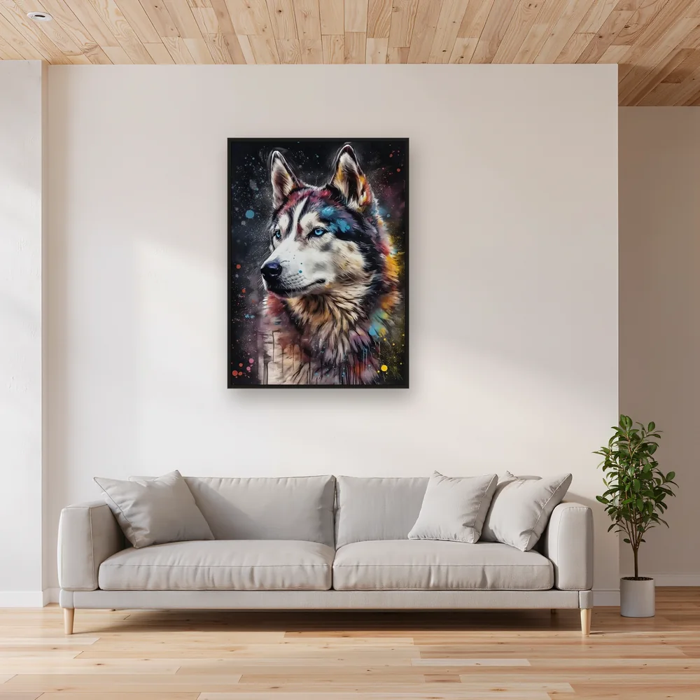 Sibirischer Husky mit Eisblauen Augen Diamond Painting – Wohnzimmer