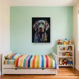 Retriever Nero e Schizzi di Colore Diamond Painting – Cameretta