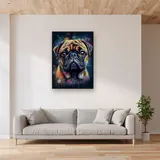 Mops, lustiges Porträt Diamond Painting – Wohnzimmer