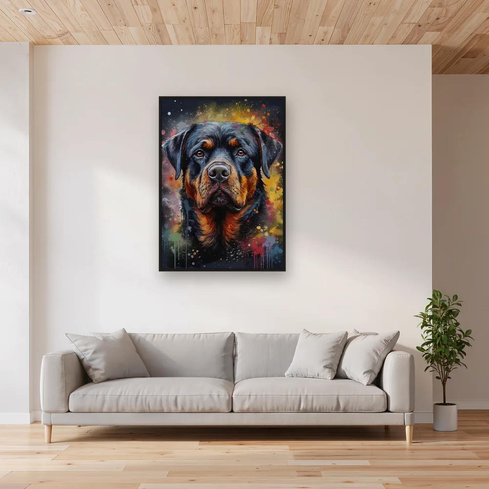Rottweiler Guardiano Fedele Diamond Painting – Soggiorno