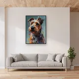 Wacher Yorkshire Terrier Diamond Painting – Wohnzimmer