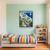 Santorin, weiße Klippen Diamond Painting – Kinderzimmer