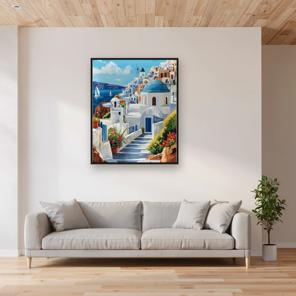 Santorini, Il Sentiero del Mulino Diamond Painting – Soggiorno