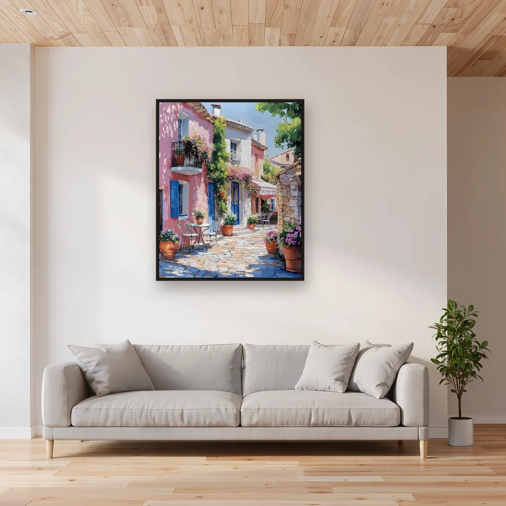Roze Huis, Provençaalse Charme Diamond Painting – Woonkamer