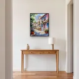 Rosa Haus mit azurblauen Läden Diamond Painting – Flur