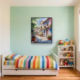 Rosa Haus mit azurblauen Läden Diamond Painting – Kinderzimmer