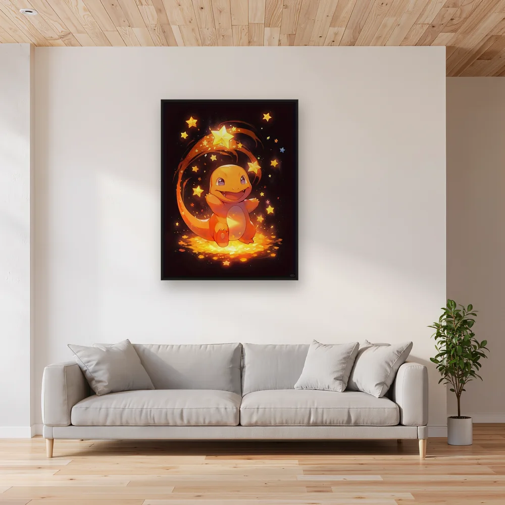 Diamond Painting Pokémon Glumanda Sternenglanz – Wohnzimmer