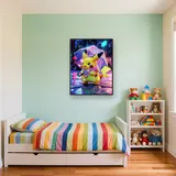 Diamond Painting Pokémon Pikachu im rosa Regen – Kinderzimmer
