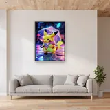 Diamond Painting Pokémon Pikachu im rosa Regen – Wohnzimmer