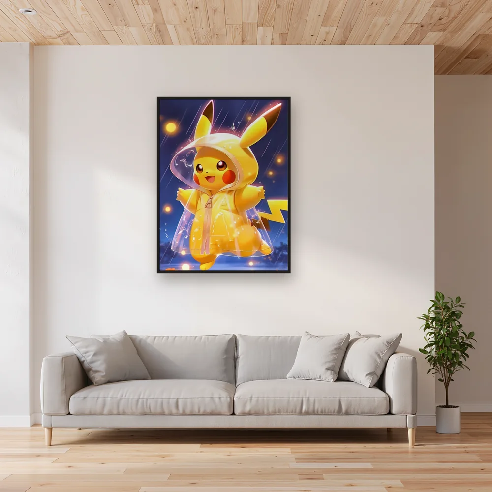 Diamond Painting Pokémon Pikachu Regenlauf – Wohnzimmer