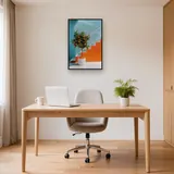 Oranjeboom in pot op blauw terras Diamond Painting – Kantoor