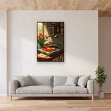 Giradischi vintage e tulipani rossi Diamond Painting – Soggiorno