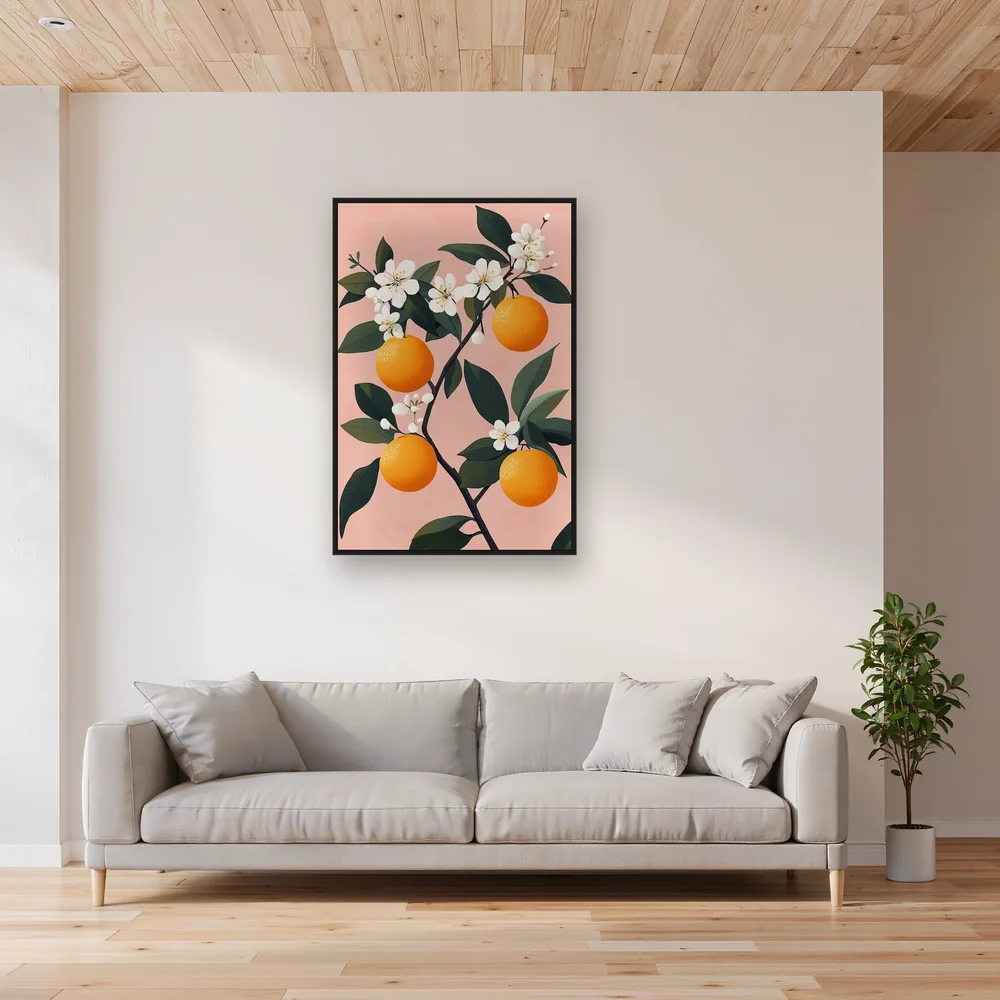 Ramo di Fiori d'Arancio su Sfondo Rosa Diamond Painting – Soggiorno