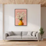 Margherite bianche in un vaso giallo Diamond Painting – Soggiorno