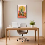 Saguaro-cactuswoestijn en roze duinen Diamond Painting – Kantoor