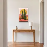 Saguaro-cactuswoestijn en roze duinen Diamond Painting – Hal