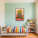 Saguaro-cactuswoestijn en roze duinen Diamond Painting – Kinderkamer