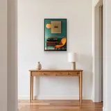 Retro platenspeler met oranje fauteuil diamond painting – Hal