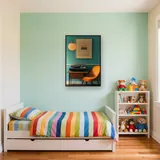 Retro platenspeler met oranje fauteuil diamond painting – Kinderkamer