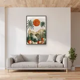Oasi di palme in vaso e montagne desertiche Diamond Painting – Soggiorno